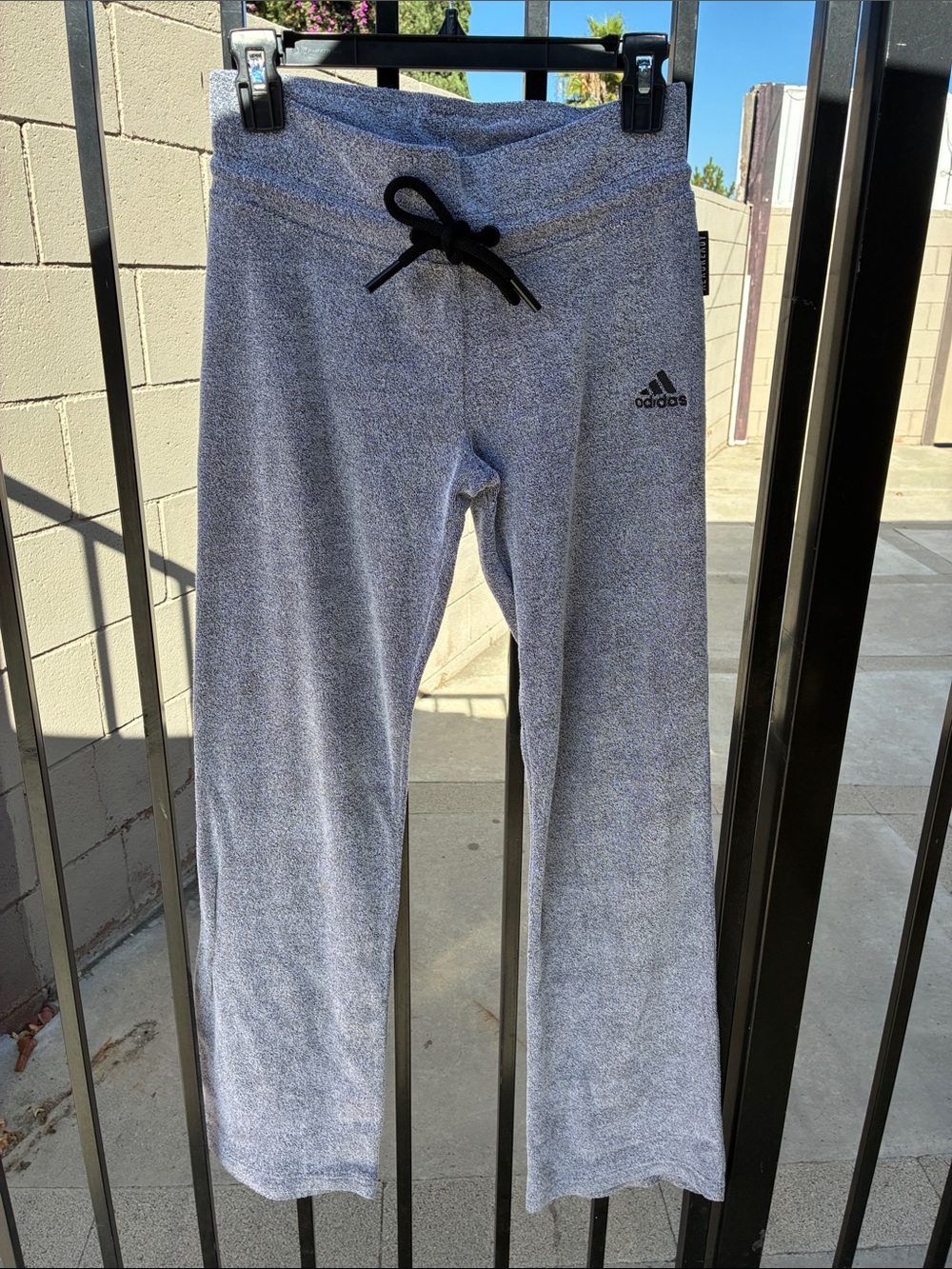 adidas Gray Heather Track Pants with Black Drawstring
